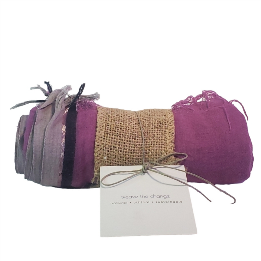 Scarf by WEAVE THE CHANGE "Bliss Purple" Cotton Gauze Scarf Sustainably Made NWT